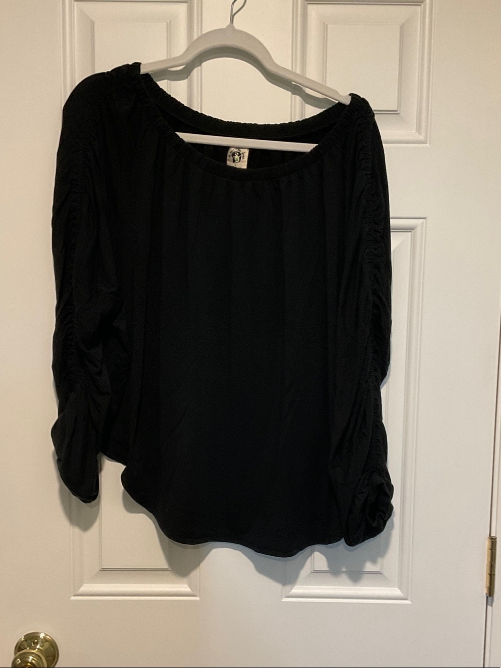We The Free Black Ruched Long-Sleeve Blouse